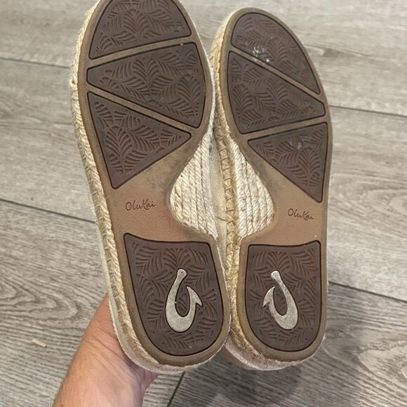 OluKai KAULA PA'A KAPA Shoes Women's Size 7 Tapa Beige Tan Slip on Woven Casual - Picture 5 of 6